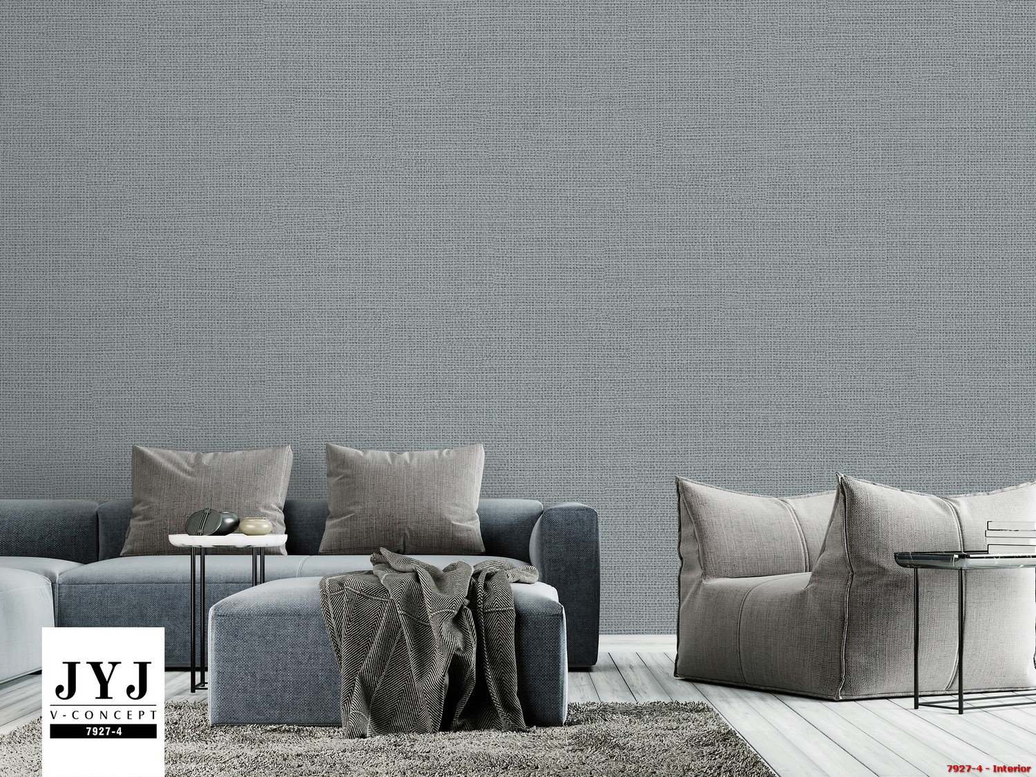 Empty Wall In Sophisticated Living Room Interior With Fabric Sof