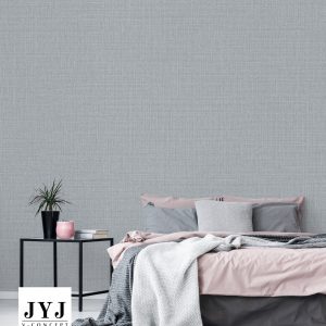 Black,,box,frame,side,table,next,to,a,cozy,bed