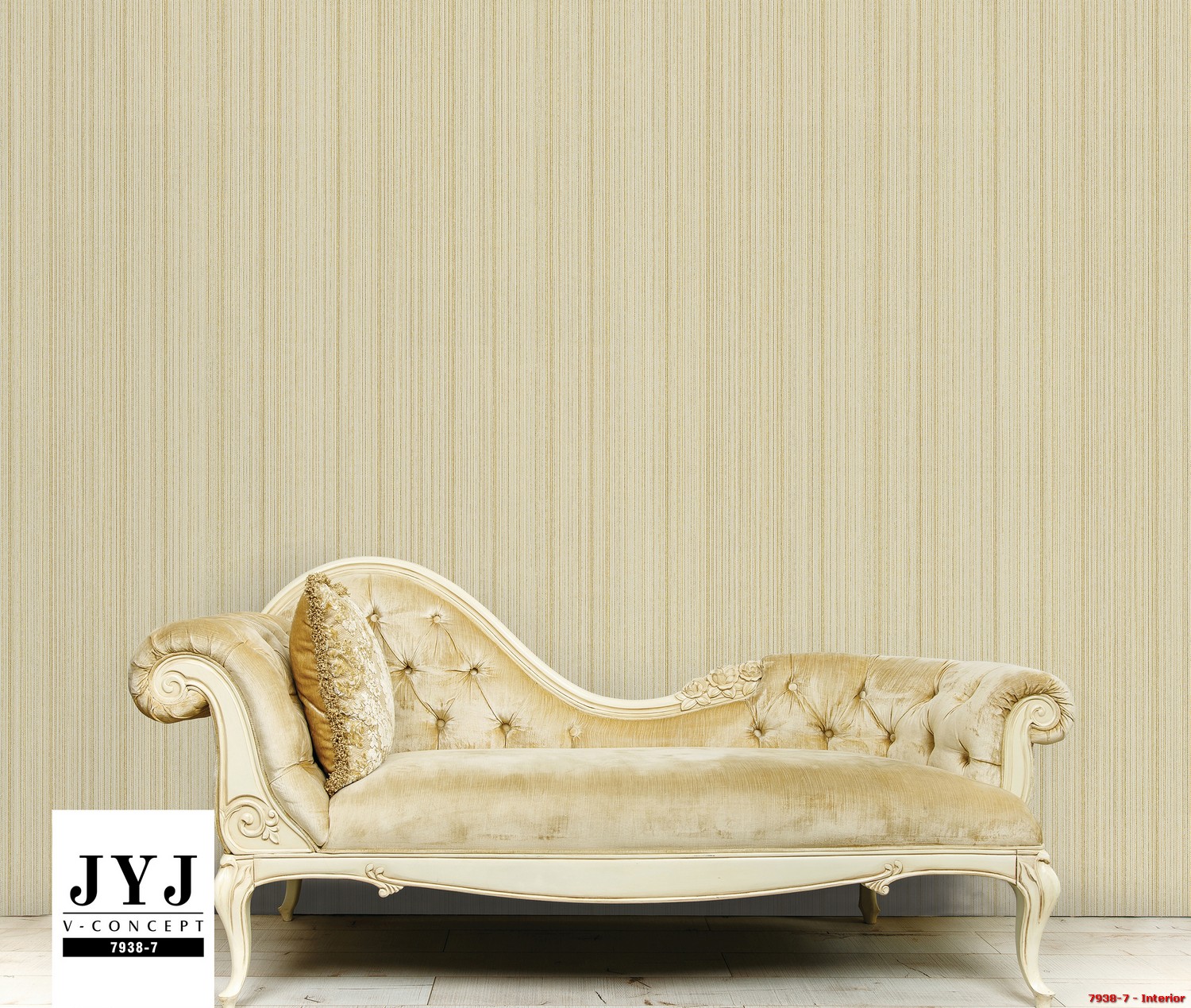 Luxurious,golden,sofa,on,a,background,of,old,white,wall